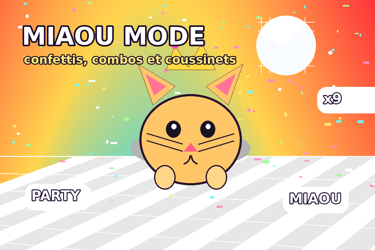 Chat couronné sous confettis
