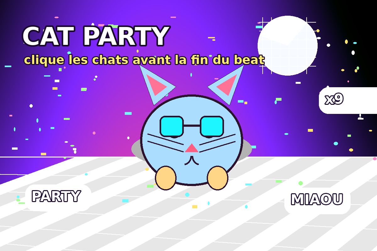 Chat avec lunettes sur dancefloor