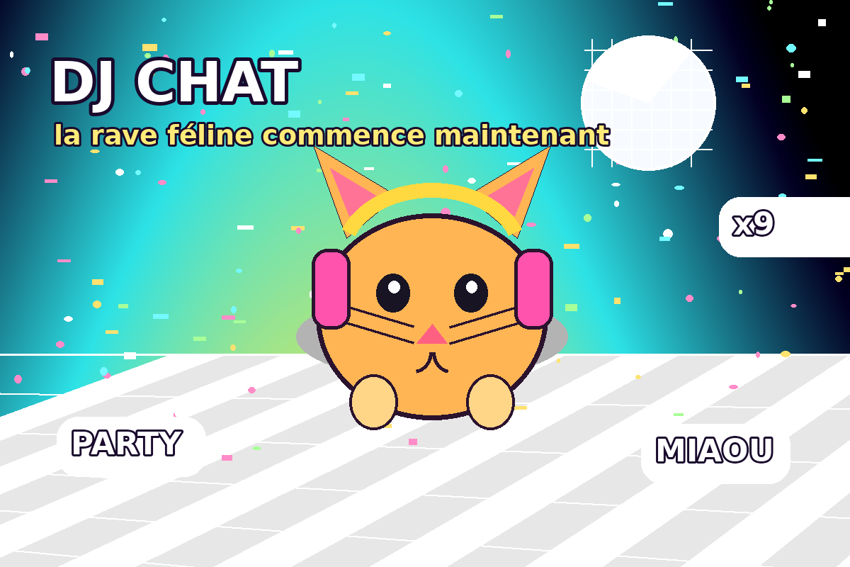 Chat DJ qui fait la fête